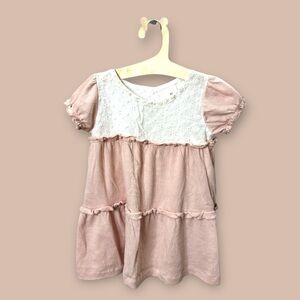 3/$25 Japan Import Toddler Shirt 80cm White & Pink | Back Button Blouse